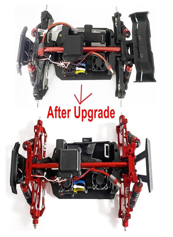 ZDingTech Upgrade Metal Parts for MJX Hyper Go H14BM 14209 14210 Parts Metal,1/14 Hyper GO H14BM 14209 14210 Upgrade Parts,Steering Block,Shocks Towers-Red Color - Image 2